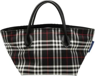 Burberry Pre-owned House Check Canvas Handbag - Dames - Vintage Handtas - Zwart - ONE Size - Leer - Vintage