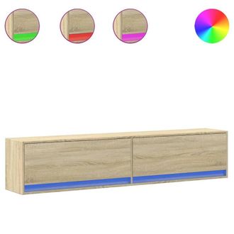 Berkfield Home TV Wall Cabinet with LED Sonoma Oak 180x31x38 cm in Light Brown | Size: 180 x 31 x 38 cm