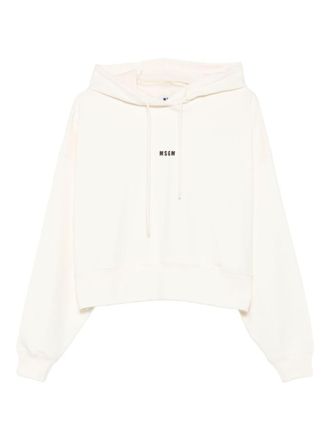 Msgm Black Cotton Hoodie With Logo