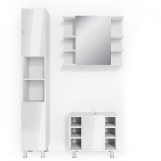 Vicco Conjunto De Muebles De Ba&ntilde;o Fynn, Blanco Alto Brillo, 3 Piezas