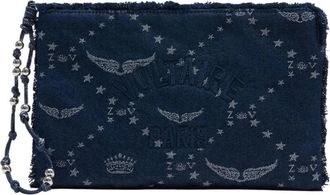 Zadig&Voltaire Angel Monogram Denim Pochette - Dames - Clutches - Blauw - ONE Size - Denim - Tassen