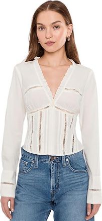 Free People Frankie Corset Long Sleeve Top Womens Clothing Clean Ivory : LG (Womens 12-14), Cotton