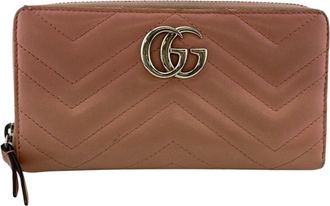 Gucci Pink Leather Long Wallet (Bi-Fold) (Pre-Owned)