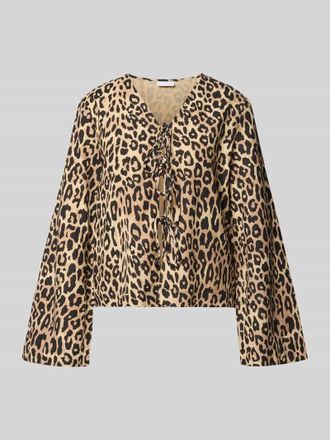 Vila Bluse mit Kimono&auml;rmeln und Schn&uuml;rung Modell PRISILLA in Beige, Gr&ouml;&szlig;e 34