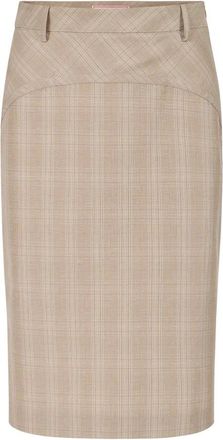 Iceberg Regular Fit Geruite Kokerrok - Dames - Kokerrokken - Beige - XS - Katoen - Rokken