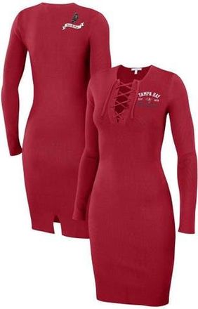WEAR by Erin Andrews Womens WEAR by Erin Andrews Red Tampa Bay Buccaneers Lace Up Long Sleeve Dress at Nordstrom, Size X-Large