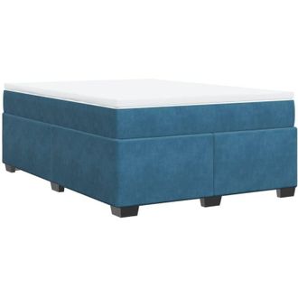 vidaXL Cama Box Spring Con Colch&oacute;n Terciopelo Azul Oscuro 140x190 Cm Vidaxl