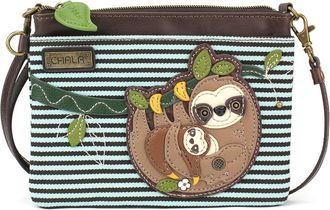 Chala Mini Crossbody/Purse with Convertible Strap Stylish, Compact, Versatile, Sloth Family - Teal Stripe, One Size