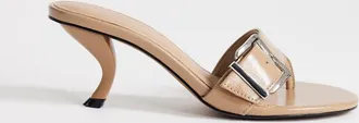Topshop Nadine - Sabot con tacco medio e fibbia color talpa-Bianco