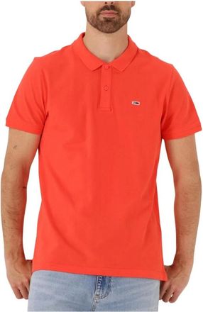Tommy Jeans Tops, Heren, Oranje, S, Oranje Slim Plancket Polo voor Heren