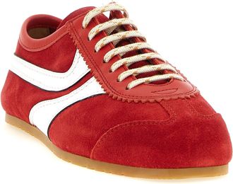 Dries Van Noten Retro Colorblock Suede Sneaker - Red