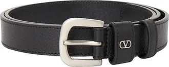 Valentino FW25 V Logo Signature Calfskin Belt Black T0SM1XUG-0NO