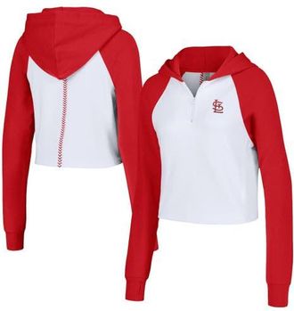 Lusso Womens Lusso White St. Louis Cardinals Jane Raglan Quarter-Zip Tri-Blend Cropped Pullover Hoodie at Nordstrom, Size Xx-Large