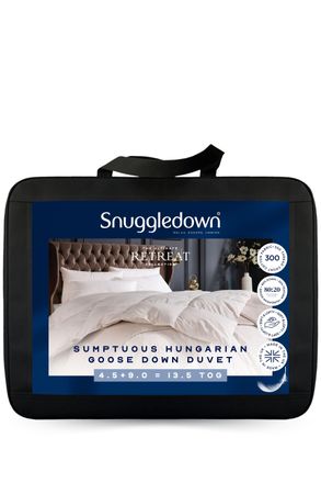 Snuggledown Retreat Hungarian Goose Down All Season 13.5 Tog (9+4.5 Tog) Duvet in White | Size: Double