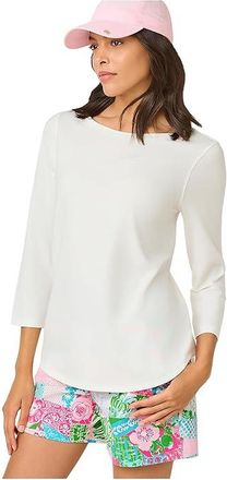 Lilly Pulitzer Key West 3/4 Sleeve Top Womens Clothing Resort White : XXS, Cotton/Modal/Spandex