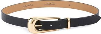 Ettika Snakeskin Print Leather Belt in Black And Gold at Nordstrom, Size X-Small