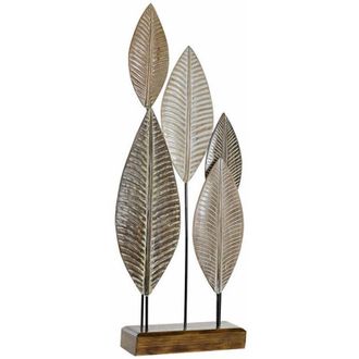 DKD Home Decor Statua Decorativa DKD Home Decor 8424001848164 Fogli Naturale Beige Marrone Ferro Bamb&ugrave; (33 x 10 x 81 cm)