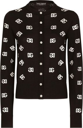 Dolce & Gabbana DG-logo wool-silk cardigan - women - Silk/Virgin Wool - 38 - Black