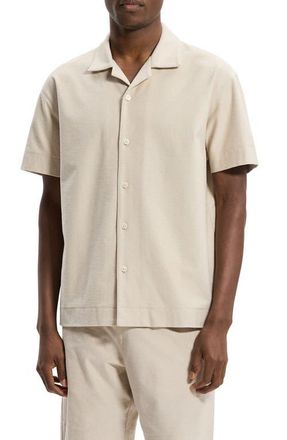Theory Terry Cloth Camp Shirt in Warm Cloud at Nordstrom, Size Xx-Large