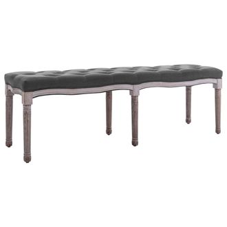 vidaXL Banco Lino Y Madera Maciza Gris Oscuro 150x40x48 Cm Vidaxl