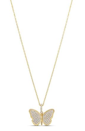 SHYMI Pav&eacute; Butterfly Pendant Necklace in Gold/White at Nordstrom