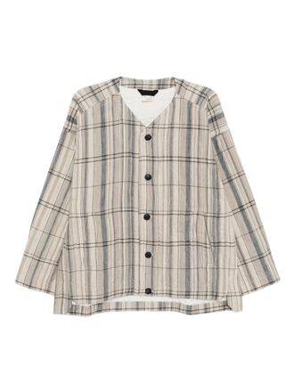 Jan-Jan Van Essche Madras checked jacket - men - Viscose/Cotton/Linen/Flax - S - Neutrals
