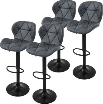 ML Design Ml-design - Set 4x Taburetes De Bar De Piel Sint&eacute;tica Antracita, Sillas De Mostrador Giratorias 360&deg; Con Altura Regulable 59 - 79 Cm, Asiento De Bistr