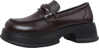 Generic Spring Round Toe Versatile Retro Shoes Thick Black for Women Women Shoes Black Sneakers, brown, 2/2.5 UK