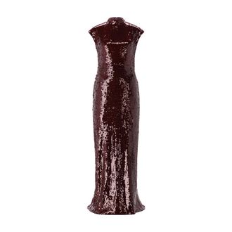 Rotate Sequin Maxi Jurk - Dames - Avondkleed - Bruin - M - Leer - Kleedjes
