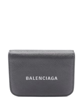 Balenciaga trifold leather wallet - Zwart