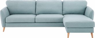 HOME AFFAIRE Ecksofa »MARSEILLE (279/152cm),L-Form, Rec. rechts/links, verschiedene Bezüge« Massivholzbeine Eiche, Landhausstil, Wellenunterfederung