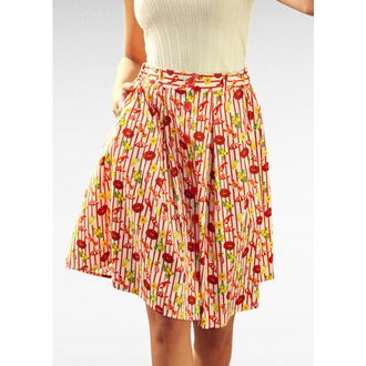 ModCloth Perfectly Pleated Button Front Skirt in Kitschy Coastal at Nordstrom, Size X-Large