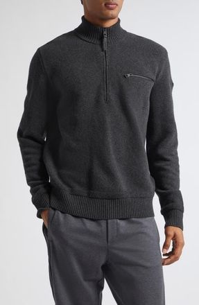 Moncler Half Zip Virgin Wool & Cashmere Sweater in Smoky Black at Nordstrom, Size Xx-Large