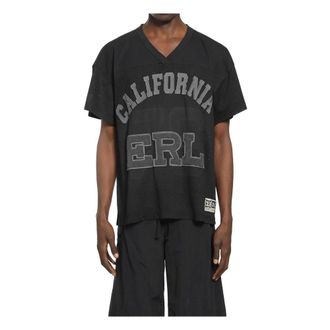 ERL Erl, Tops, Heren, Zwart, M, Katoen, Mesh Football Tee Knit