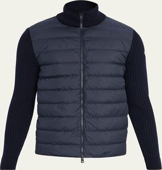 Moncler Mens Padded Wool Full-Zip Cardigan