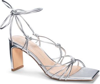 Chinese Laundry Yita Metallic Ankle Wrap Sandal in Silver at Nordstrom, Size 10