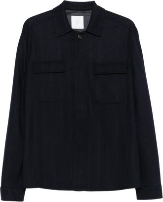 Eleventy Giacca-camicia gessata - Blu