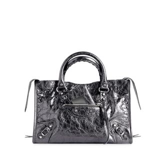 Balenciaga LE CITY SMALL BAG IN ARENA METALLIC LAMBSKIN WITH POLISHED SILVER FINISHES