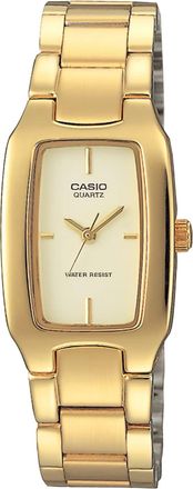 Casio Womens Gold Stainless Steel Watch with Champagne Rectangular Dial - LTP-1165N-9C