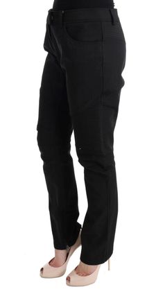Ermanno Scervino Womens Black Cotton Slim Fit Casual Pants