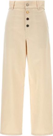 Moschino Wide Trousers, female, Beige, 2XS, Cotton Trousers