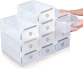 OEM 10 Bo&icirc;tes &Agrave; Chaussures, Empilables, Plastique Transparent, Avec Couvercles, Rangement Gain De Place