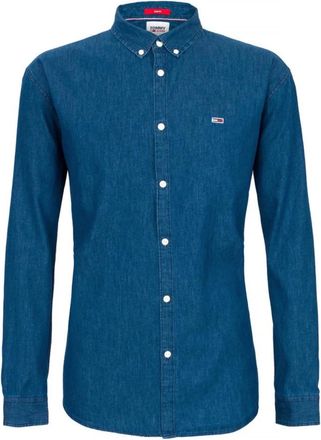 Tommy Jeans Slim Fit 100% Katoenen Overhemd - Heren - Spijkeroverhemden - Blauw - S - Katoen - Overhemden
