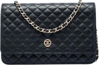 Chanel Pre-owned Quilted Crossbody Bag - Dames - Vintage Schoudertas - Zwart - ONE Size - Leer - Vintage