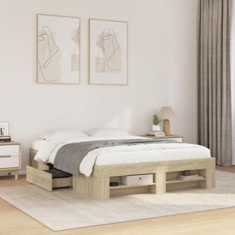 vidaXL Estructura De Cama Sin Colch&oacute;n Madera Roble Sonoma 140x190 Cm Vidaxl