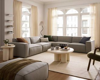 Castlery Jonathan L-Shape Sectional Sofa, Performance Twill Dove Grey, Modular, Low-Profile for Castlery