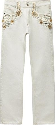Versace Embellished Straight-leg Jeans