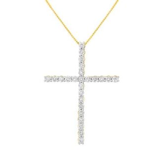 House of Brilliance Silver 2 1/2 cttw Diamond Cross Pendant Necklace in Yellow Gold Over Silver at Nordstrom