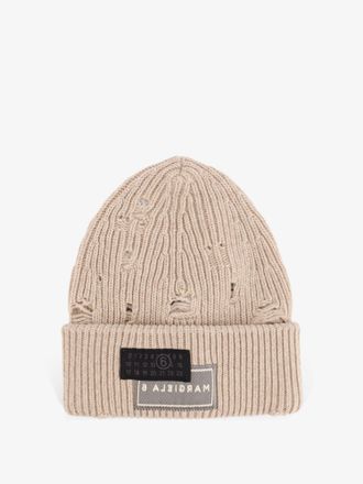 Maison Margiela Wool blend beanie hat with distressed effect - MM6 MAISON MARGIELA - gender_Man
