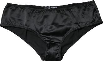 Dolce & Gabbana Womens Black Silk Stretch Mid Waist Brief Panty Underwear Elastane Clothing